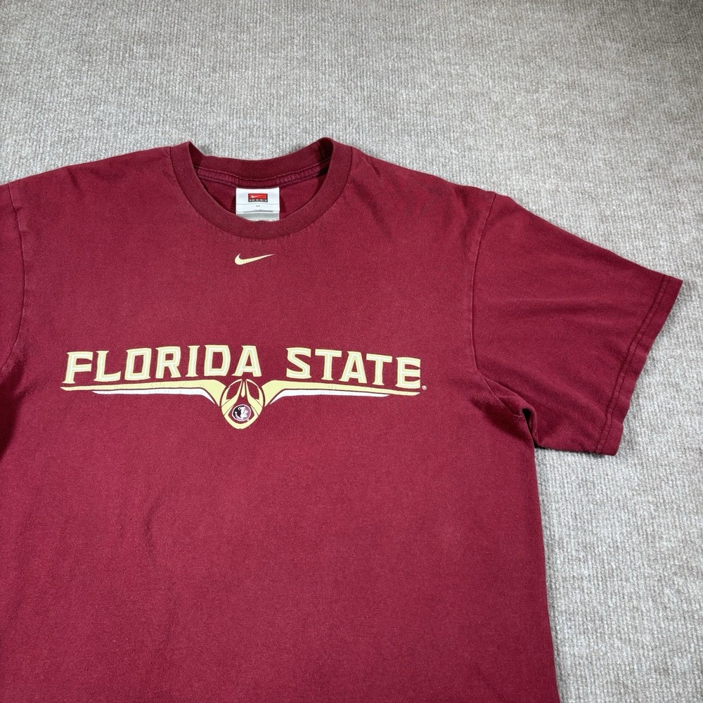 Vintage Nike Florida State Seminoles T Shirt Mens M Red Center Swoosh Back Logo